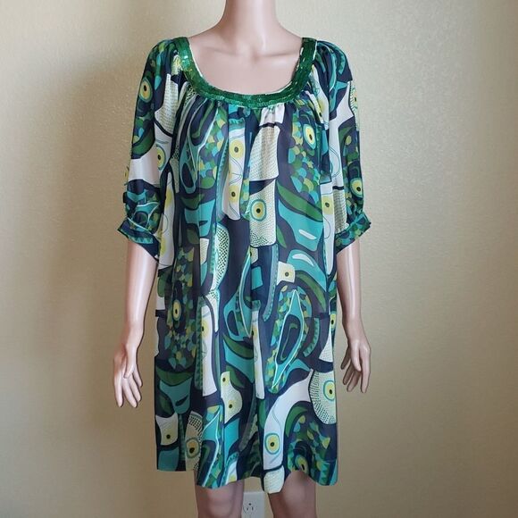 French Connection Women's Sheer 3/4 Sleeve Dress - Picture 1 of 14